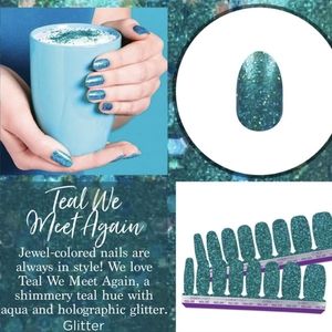 Last chance!Color Street Teal We Meet Again Blue Green Glitter Nail Polish Strip
